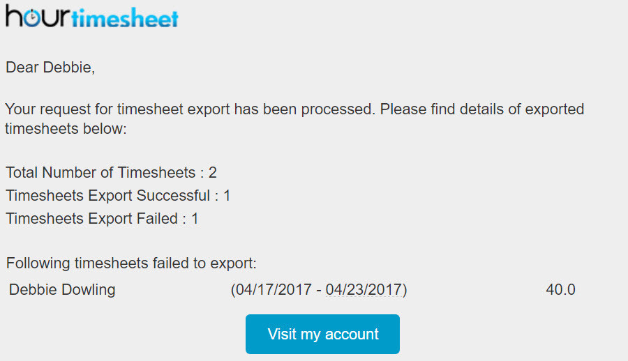 Export Timesheet Data to QuickBooks desktop - export email confirmation Export Timesheet Data to QuickBooks desktop - export email confirmation