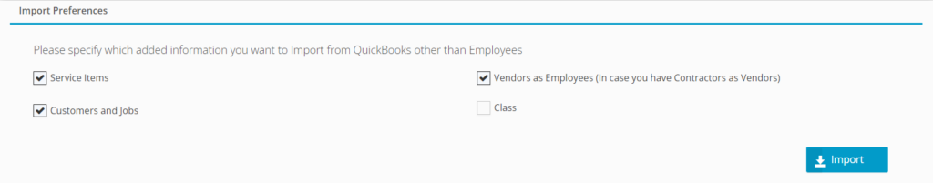 QuickBooks Online Data Selections